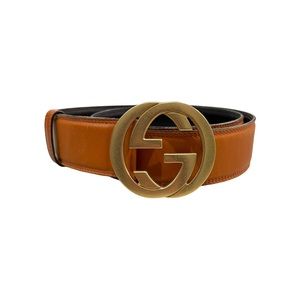 Gucci Interlocking Buckle Leather Belt
